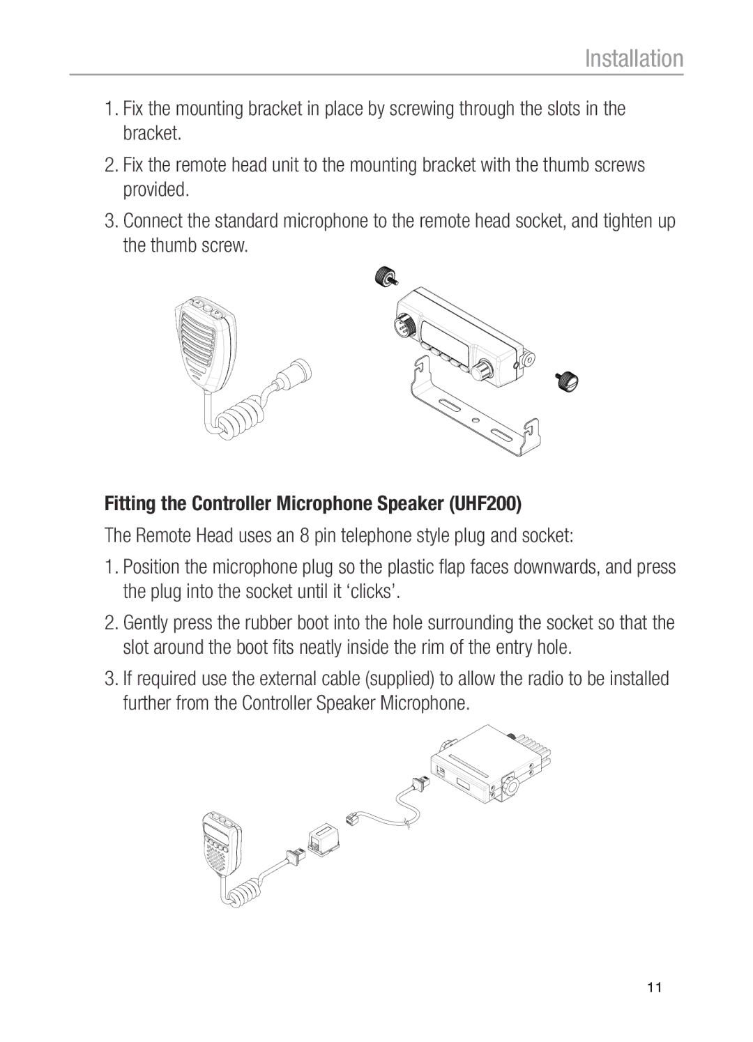 Oricom UHF100, UHF200 operating instructions Installation 