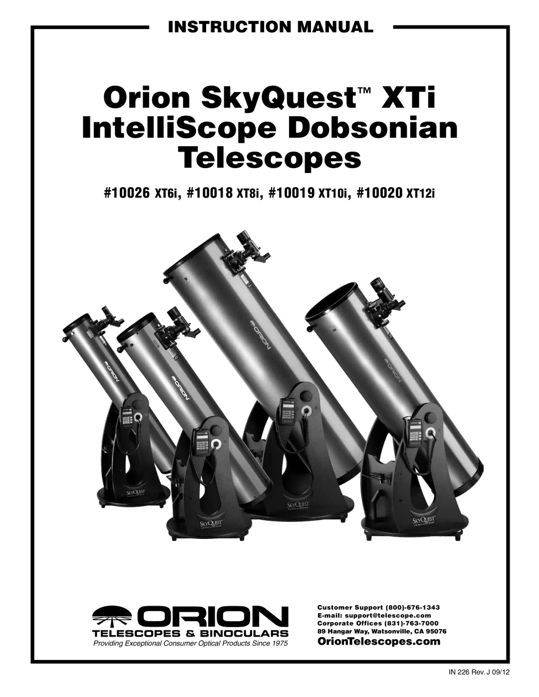 Orion 10020 XT12i, 10026 XT6i, 10018 XT8i, 10019 XT10i instruction manual Orion SkyQuest XTi 