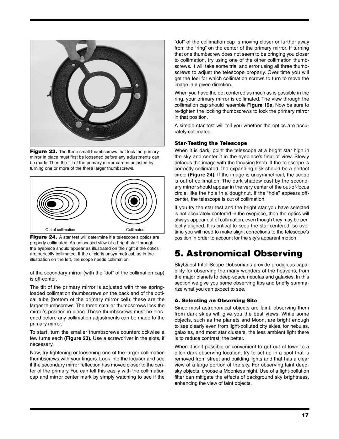 Orion 10020 XT12i, 10026 XT6i, 10018 XT8i Astronomical Observing, Star-Testing the Telescope, Selecting an Observing Site 