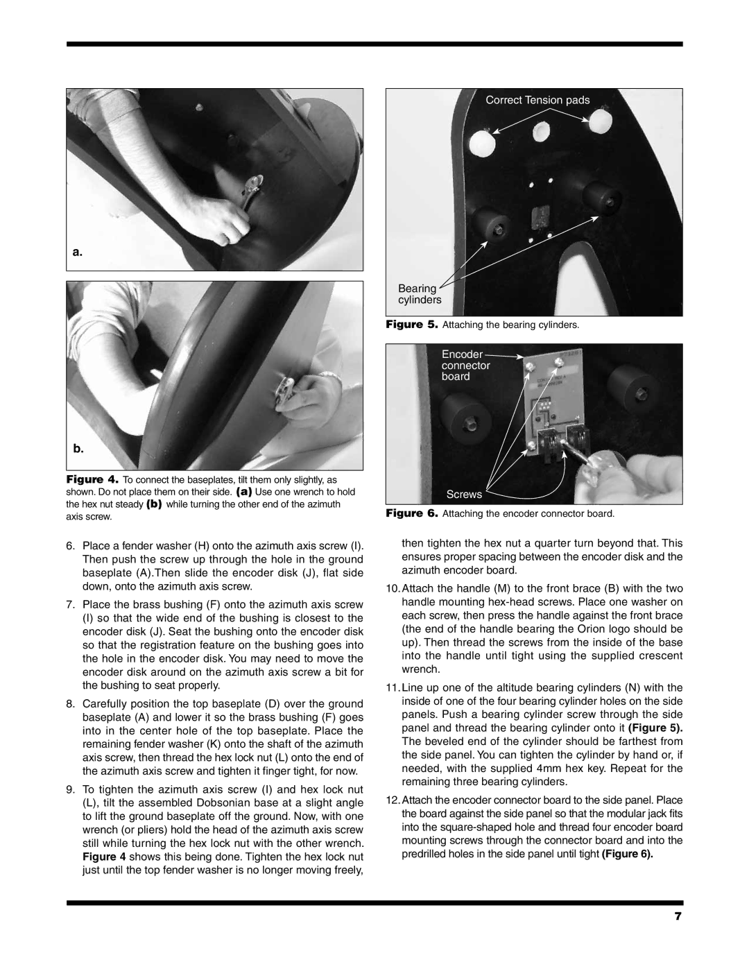 Orion 10019 XT10i, 10026 XT6i, 10020 XT12i, 10018 XT8i instruction manual Correct Tension pads 