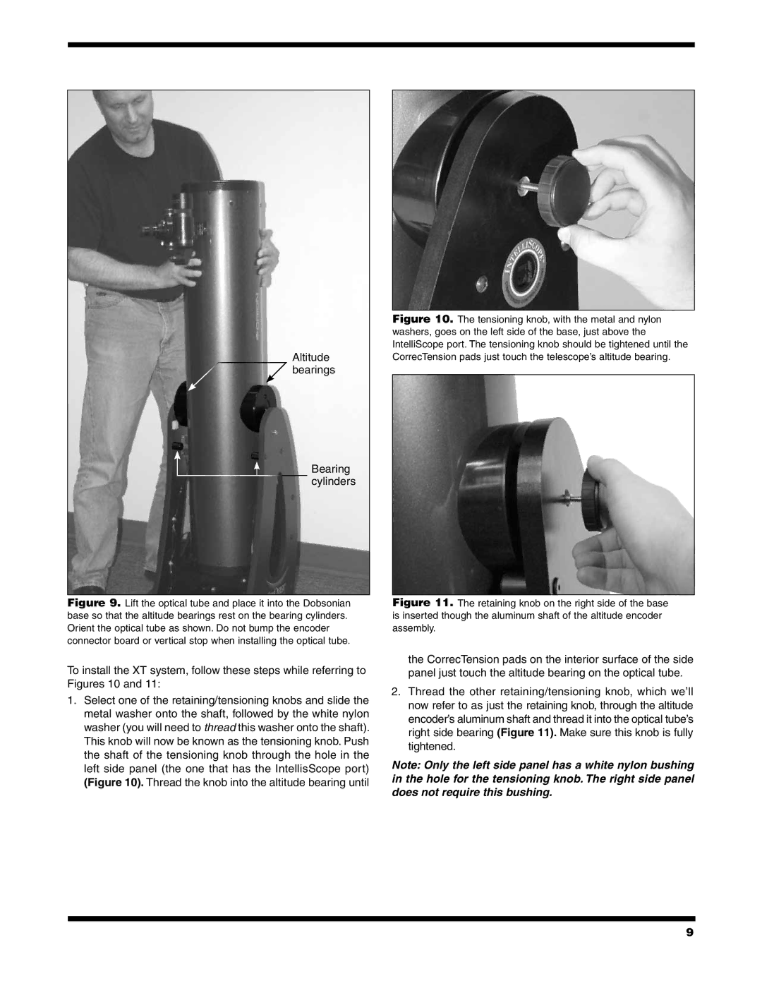 Orion 10020 XT12i, 10026 XT6i, 10018 XT8i, 10019 XT10i instruction manual Altitude Bearings Bearing cylinders 