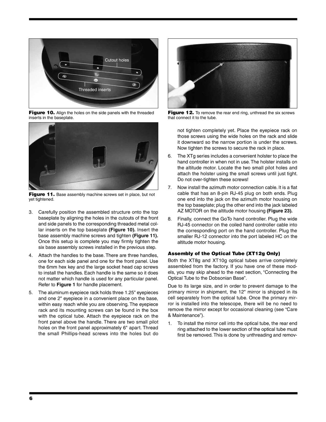 Orion #10134 XT8g, 10135 XT10g, 10135XT12g, 10134 XTBg instruction manual Assembly of the Optical Tube XT12g Only 