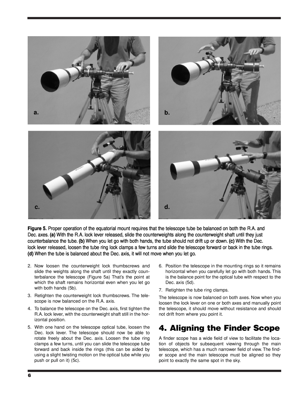 Orion 120 EQ instruction manual Aligning the Finder Scope 