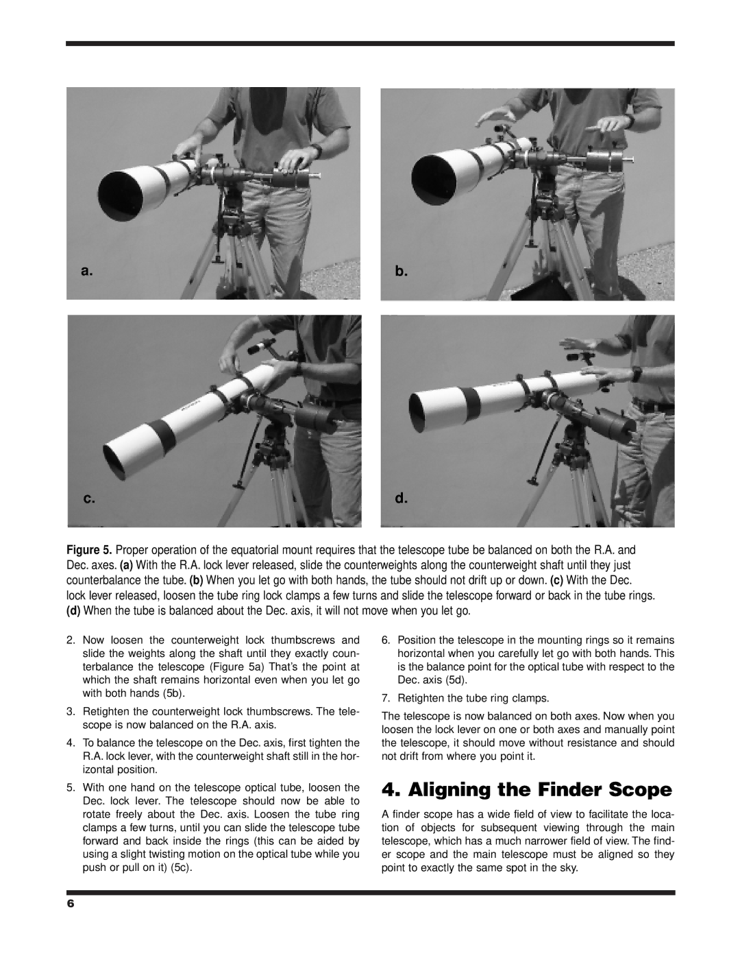 Orion 120 EQ instruction manual Aligning the Finder Scope 