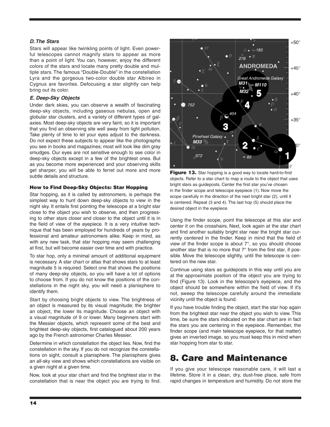 Orion 130ST EQ Care and Maintenance, D. The Stars, E. Deep-Sky Objects, How to Find Deep-Sky Objects Star Hopping 