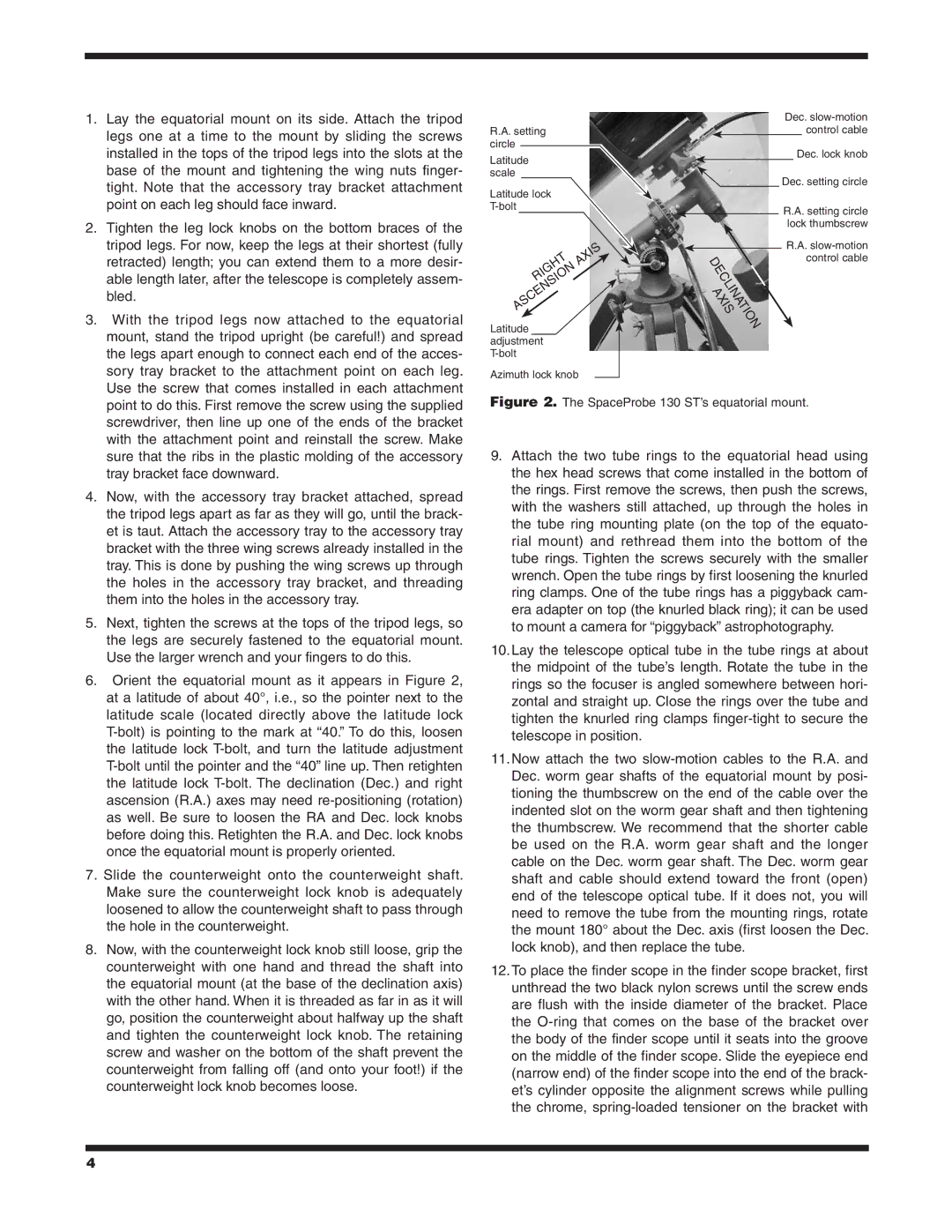 Orion 130ST EQ instruction manual Eclinationis 