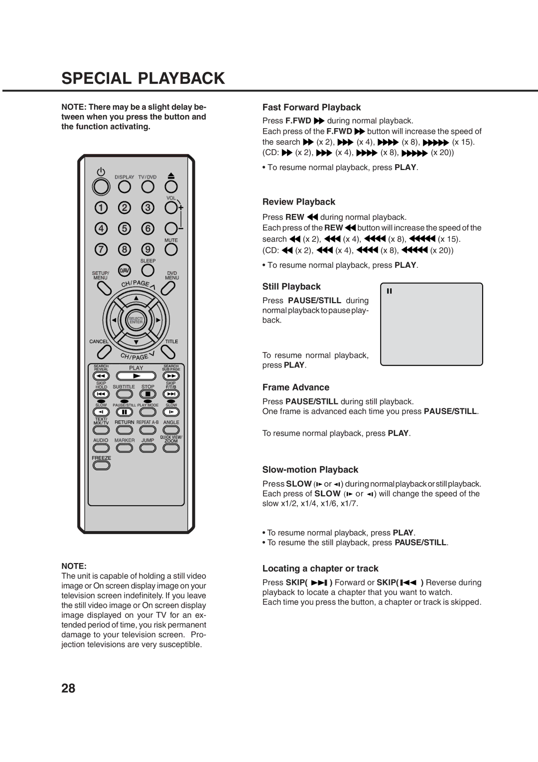 Orion 14LD manual Special Playback 