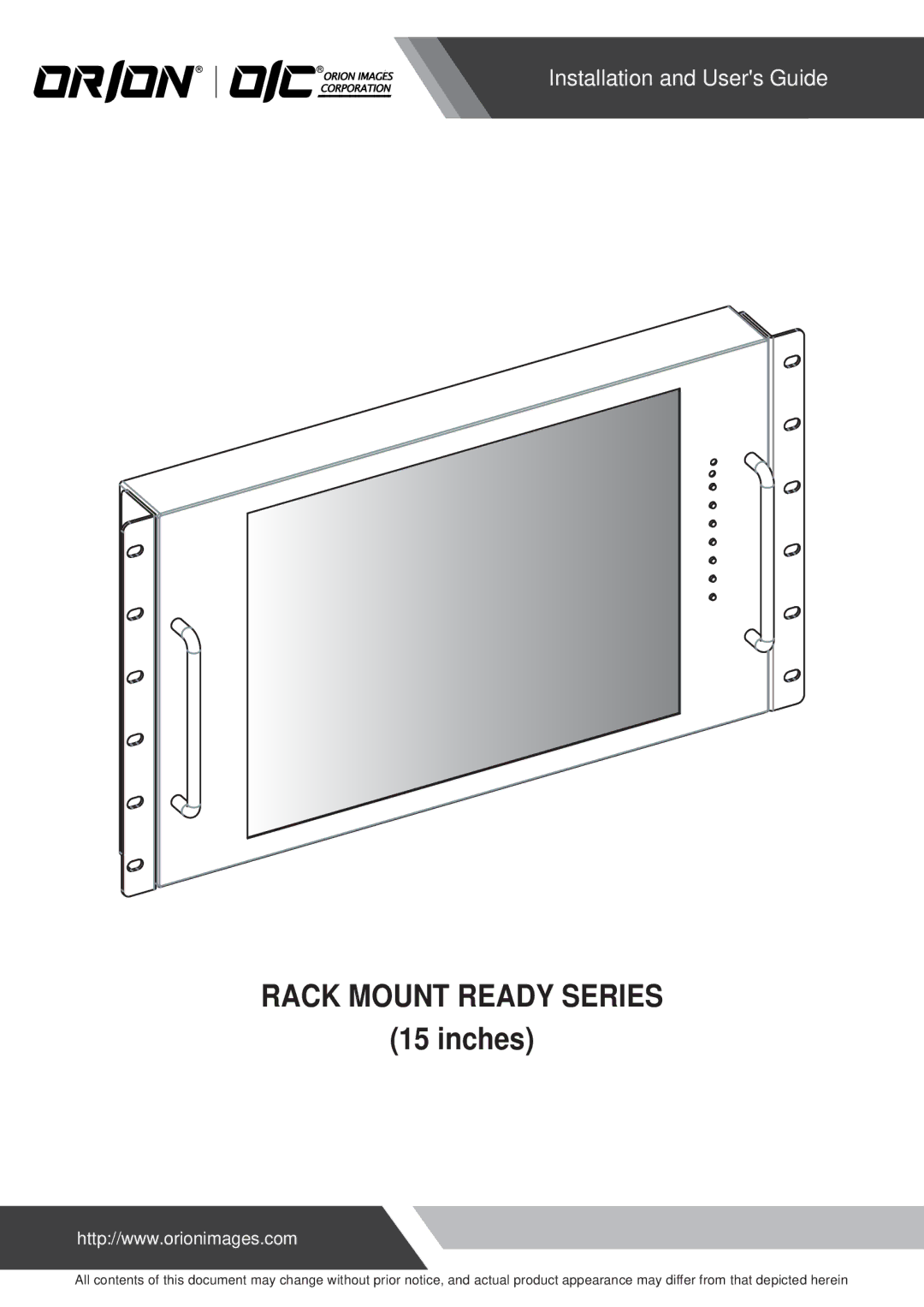 Orion 15RCR manual Rack Mount Ready Series 