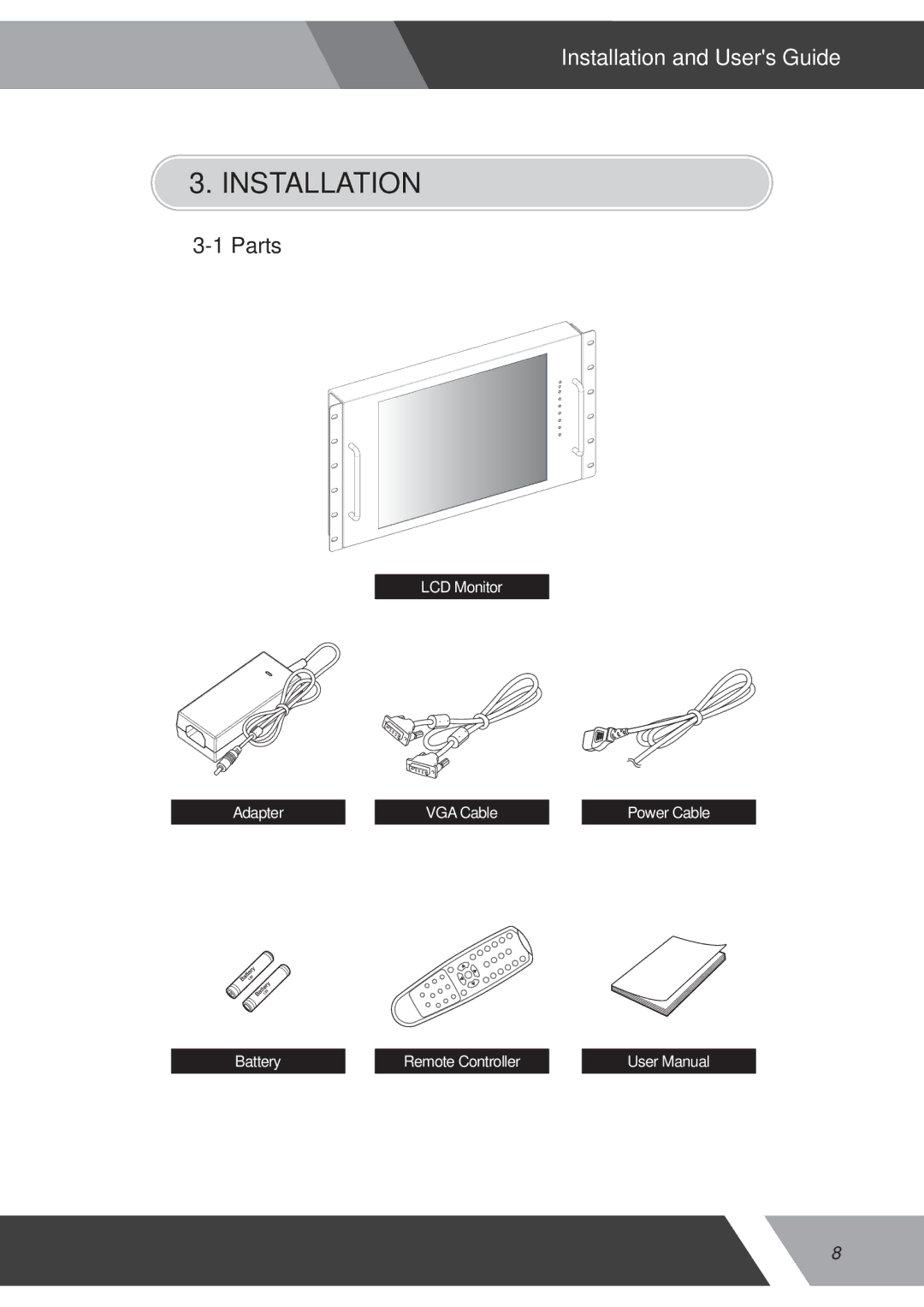 Orion 15RCR manual Installation, Parts 