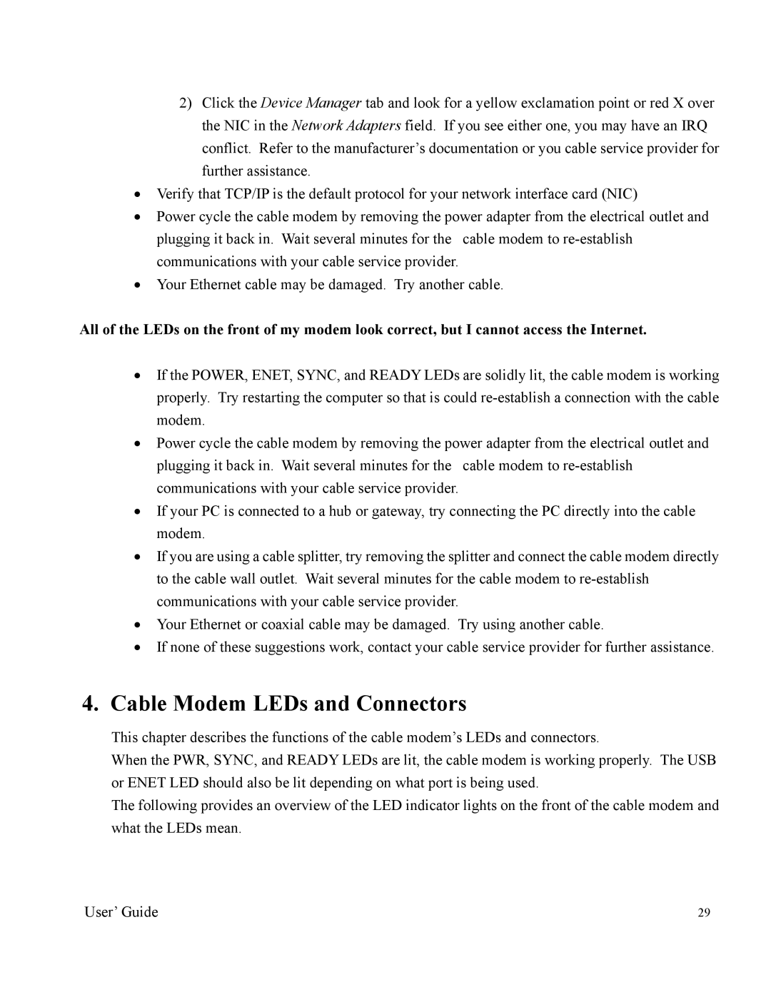 Orion 2000 manual Cable Modem LEDs and Connectors 