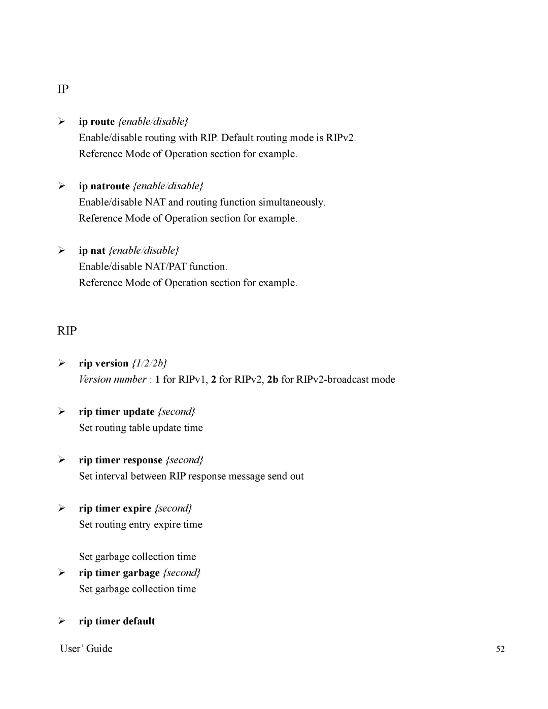 Orion 2000 manual ¾ rip version 1/2/2b, ¾ rip timer expire second Set routing entry expire time 