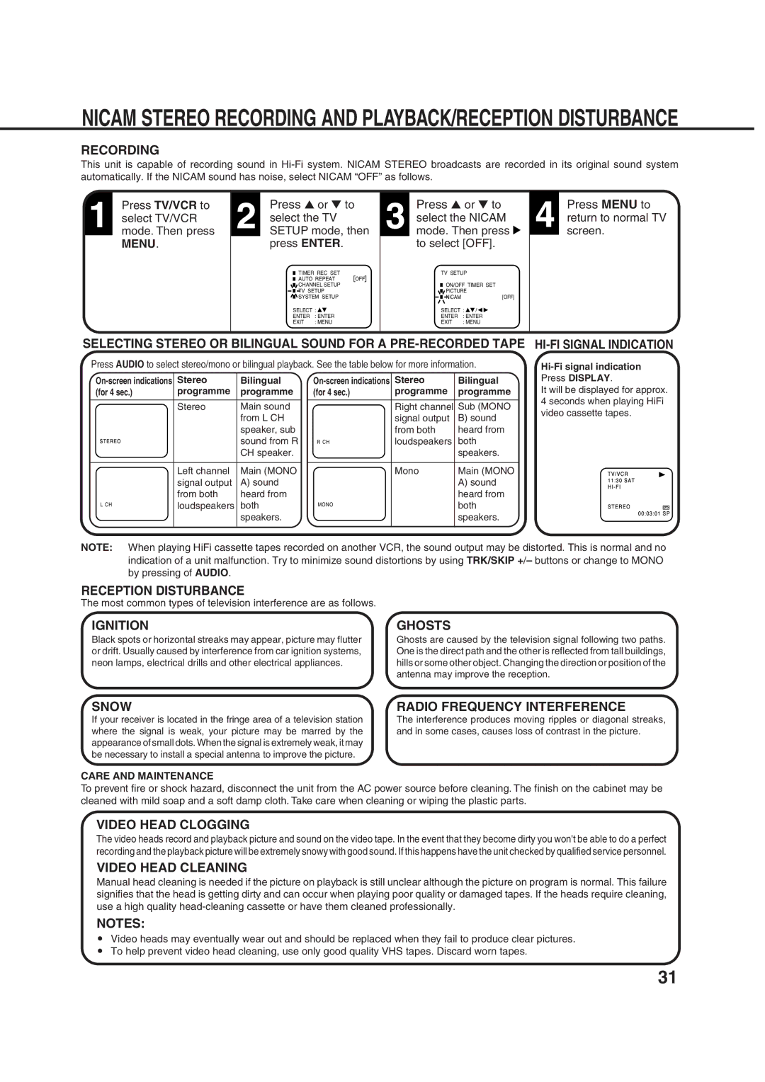 Orion 21FVD manual Press TV/VCR to select TV/VCR mode. Then press Menu, Press Menu to return to normal TV screen 