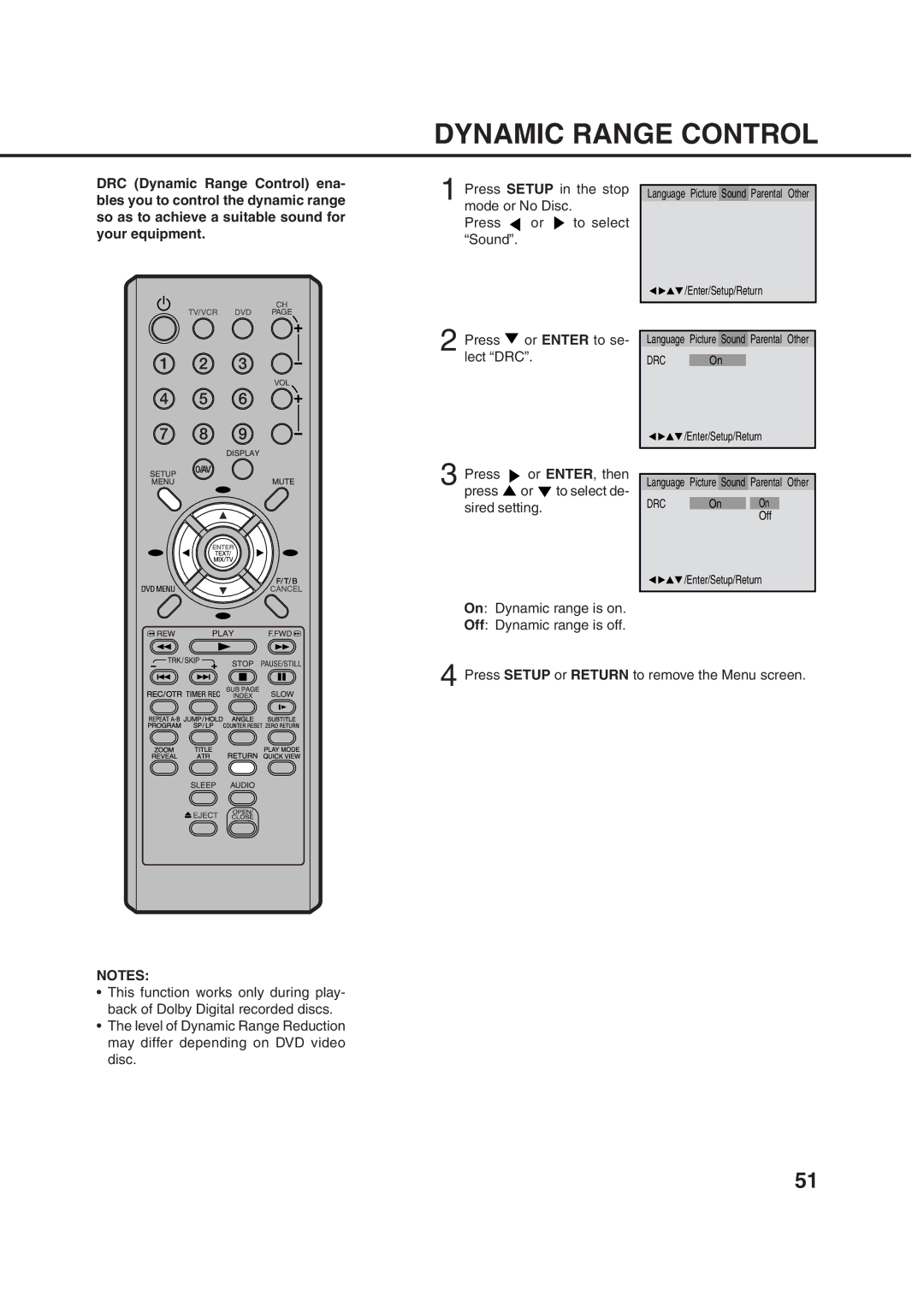 Orion 21FVD manual Dynamic Range Control 