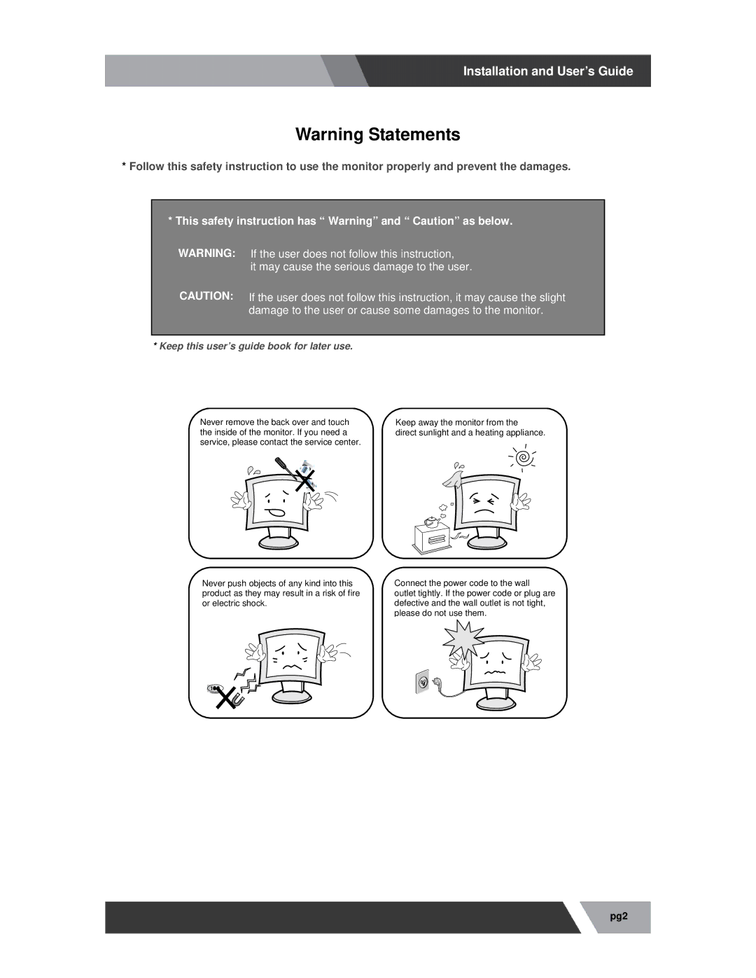 Orion 23REDB manual This safety instruction has Warning and Caution as below 