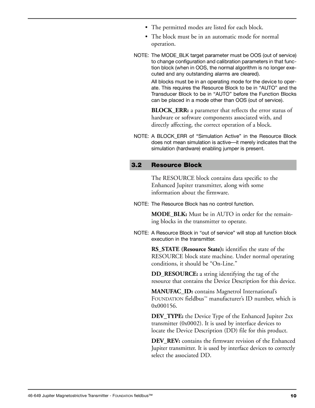 Orion 2xx manual Resource Block 