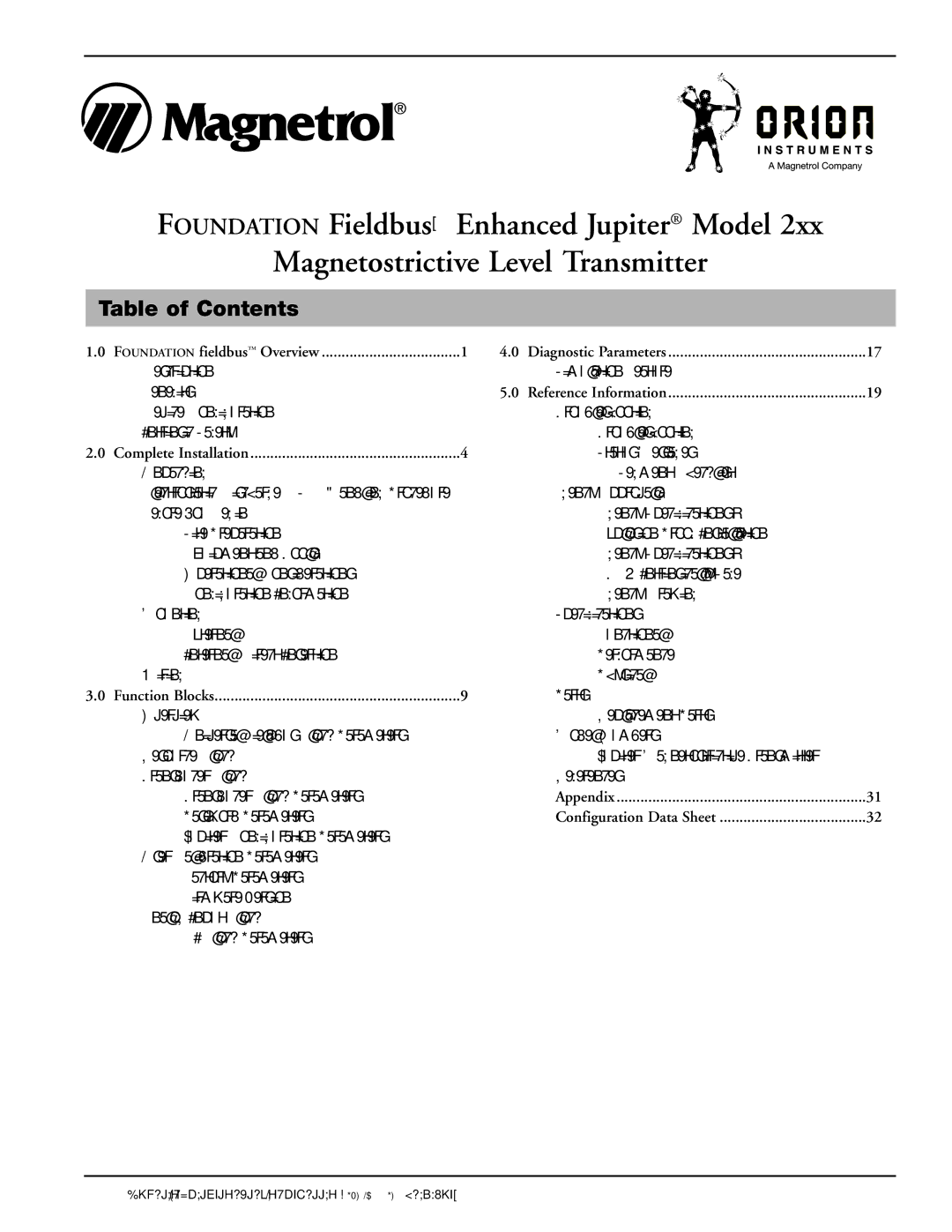 Orion 2xx manual Table of Contents 