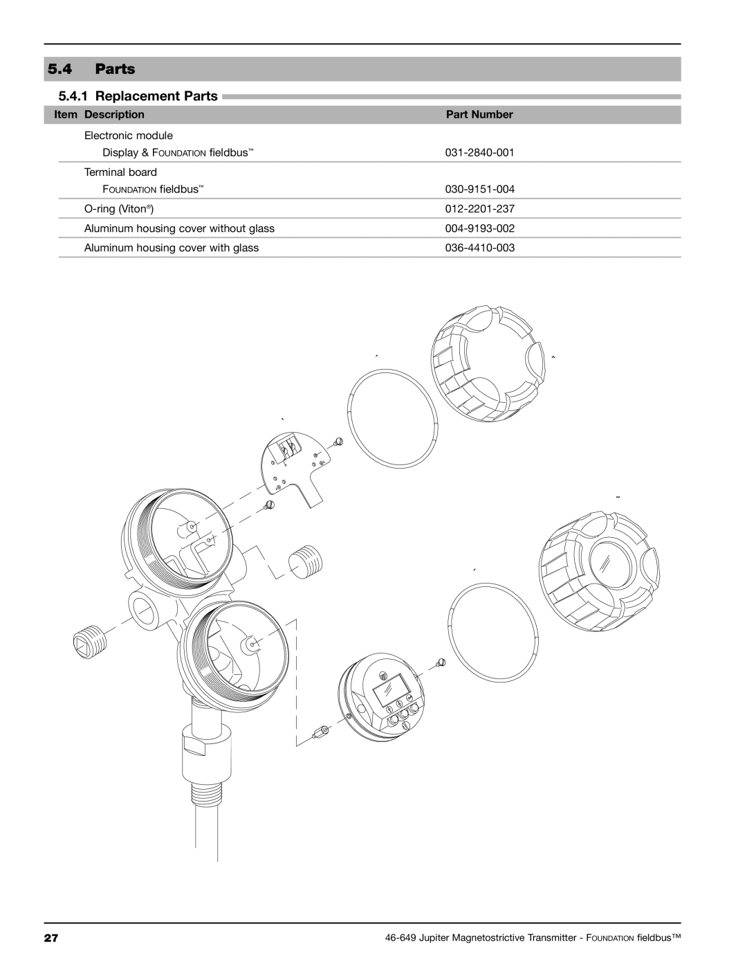 Orion 2xx manual Replacement Parts 