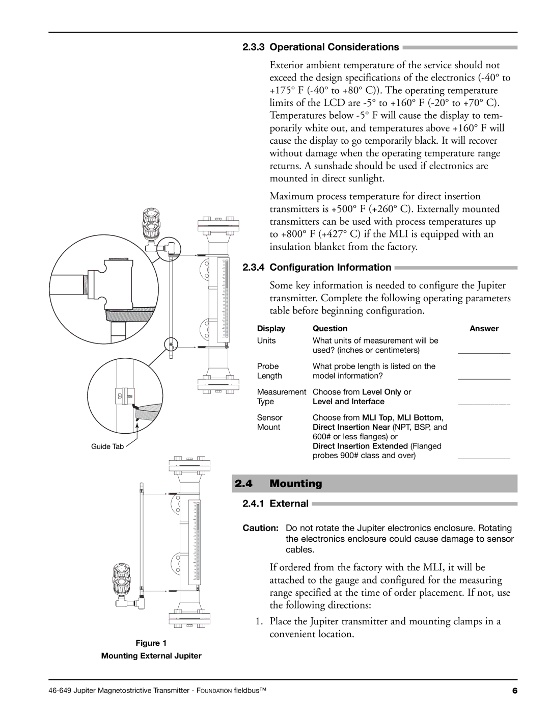 Orion 2xx manual Mounting, Operational Considerations, Configuration Information, External 