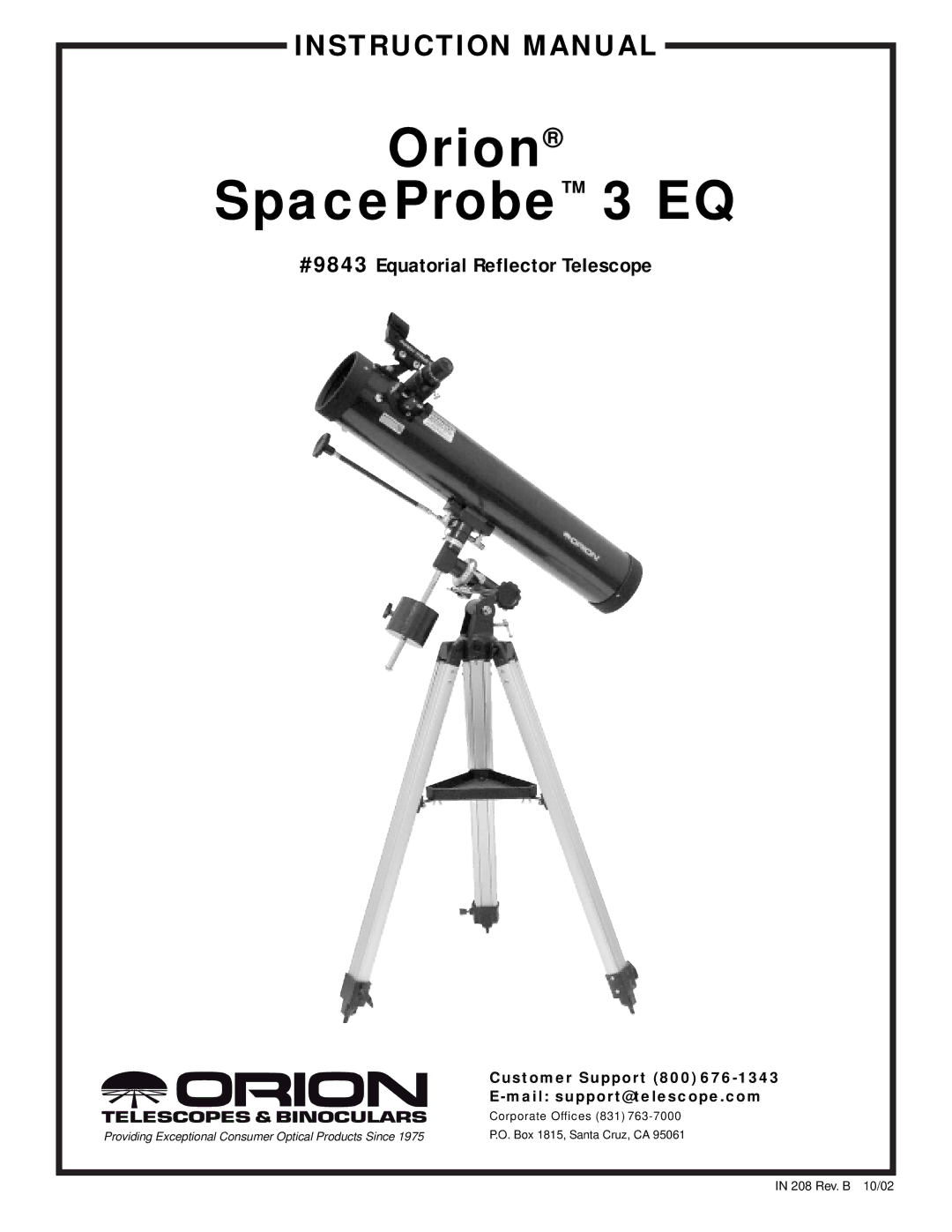 Orion instruction manual Orion SpaceProbe 3 EQ 