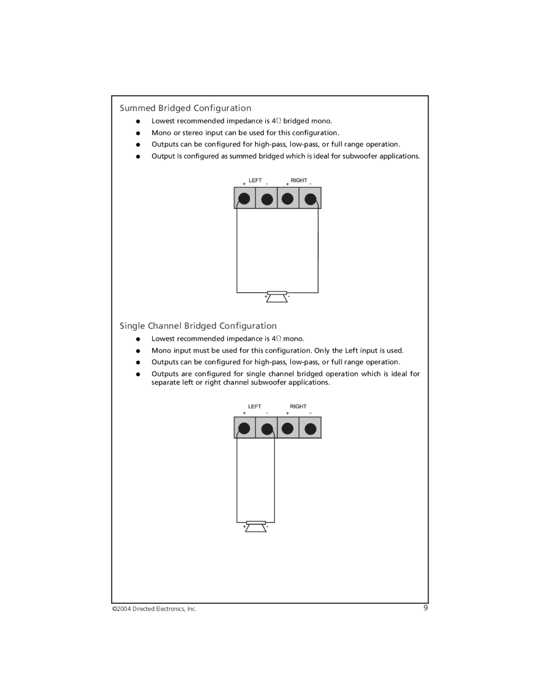 Orion 3002 manual Summed Bridged Configuration 