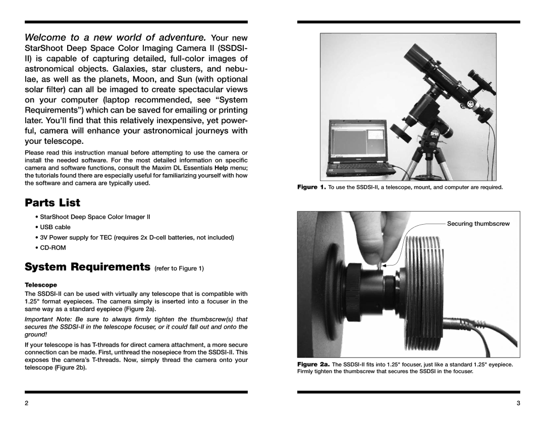 Orion 52080 instruction manual Parts List, System Requirements refer to Figure, Telescope 