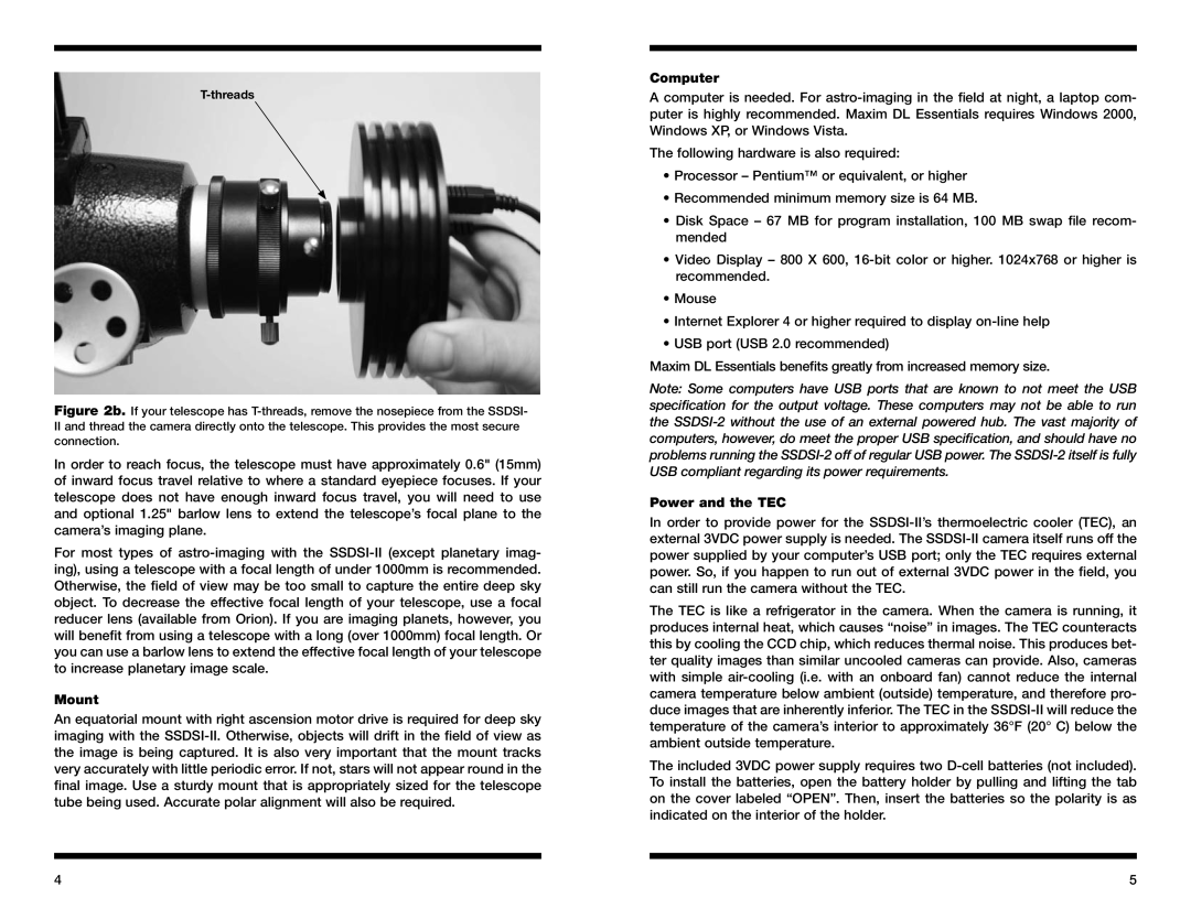 Orion 52080 instruction manual Mount, Computer, Power and the TEC 