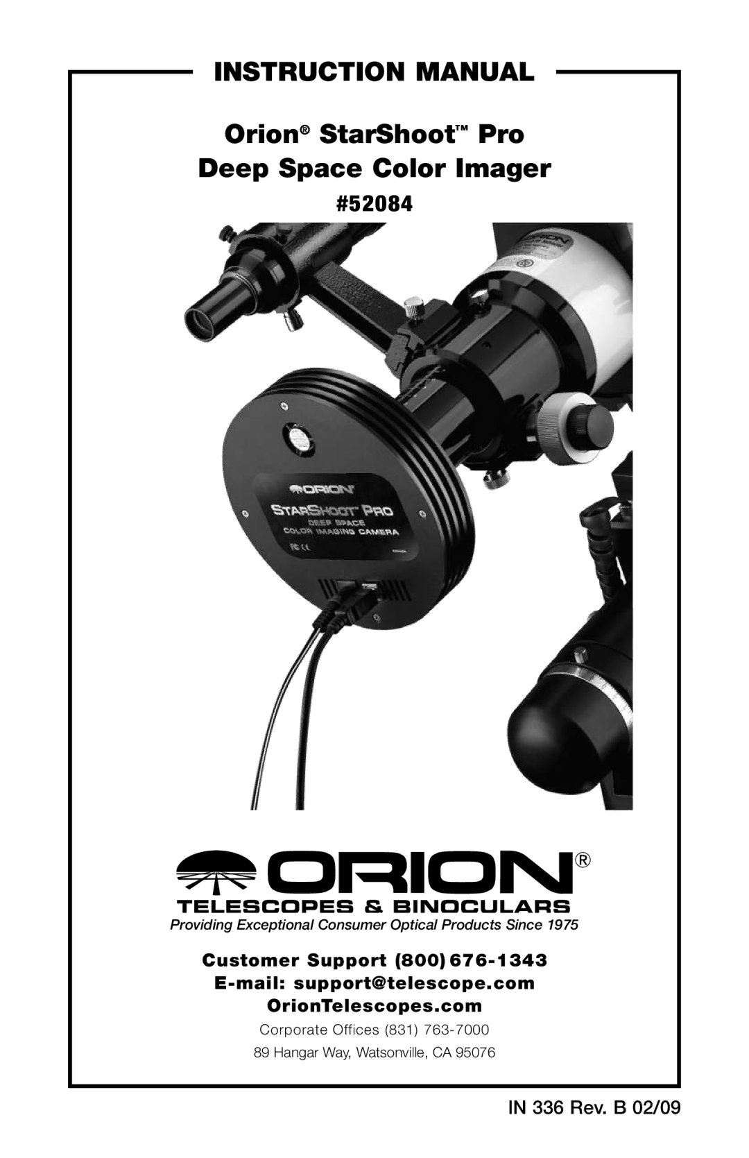 Orion 52084 instruction manual Orion StarShoot Pro Deep Space Color Imager 