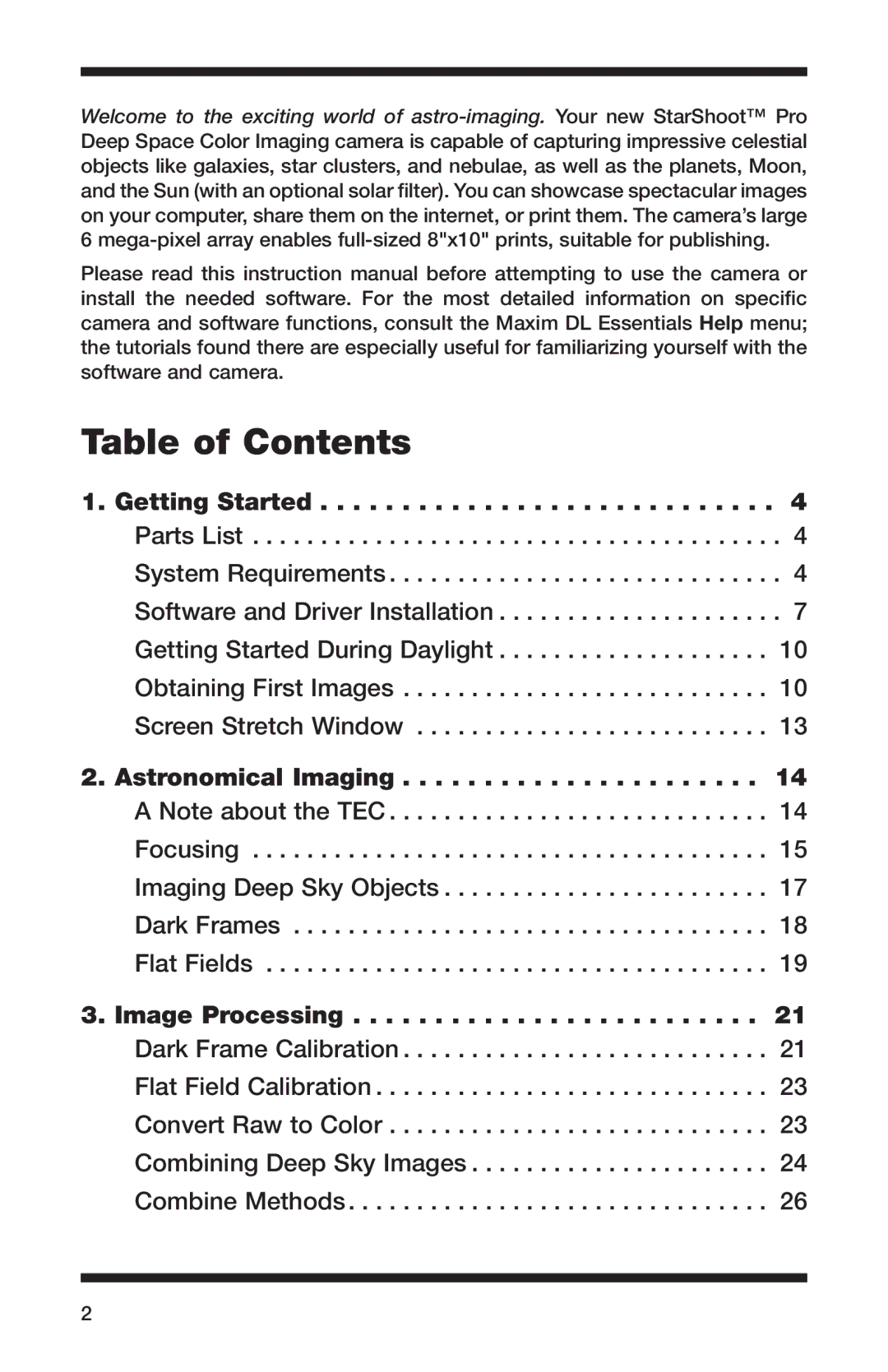 Orion 52084 instruction manual Table of Contents 