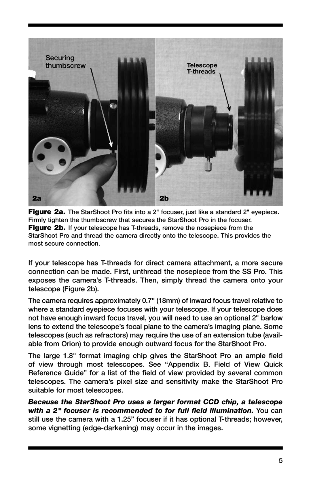 Orion 52084 instruction manual Securing ThumbscrewTelescope 