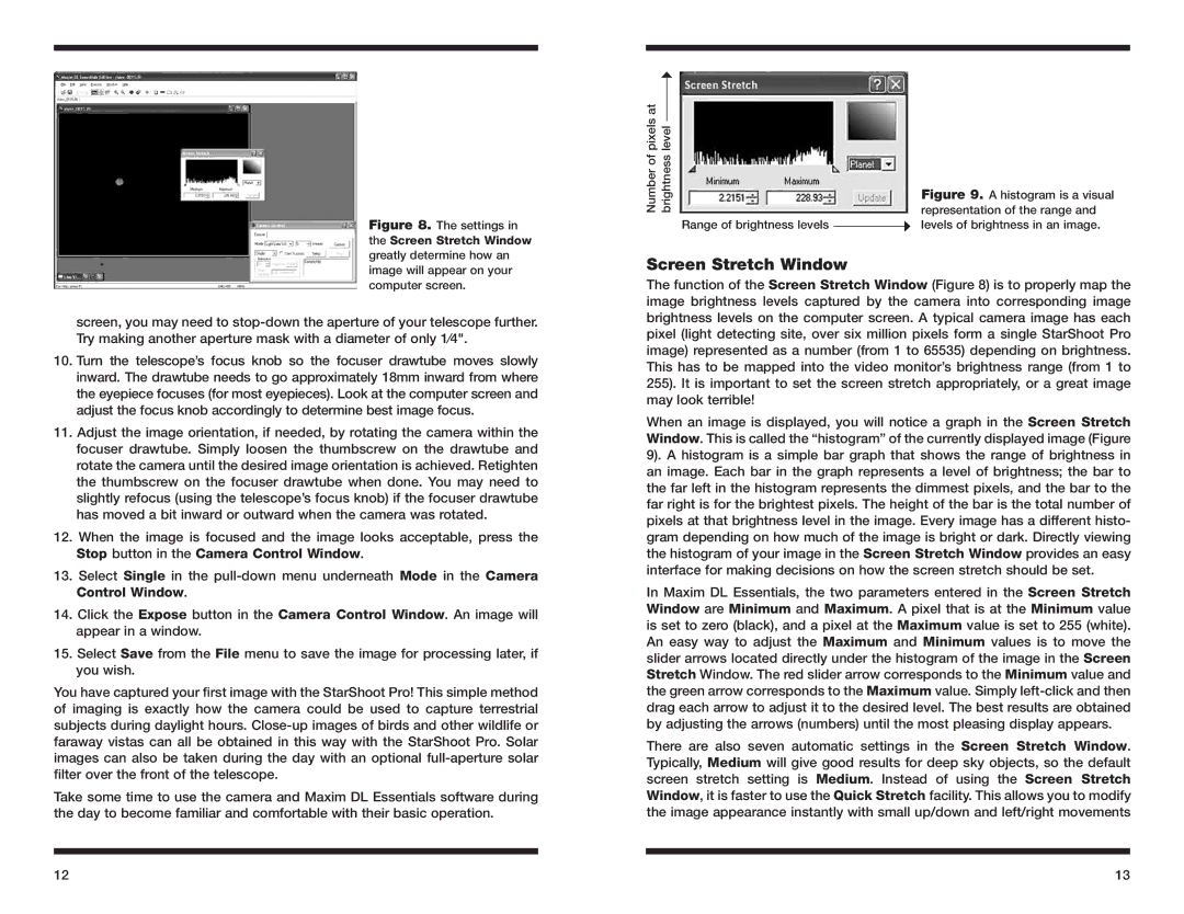 Orion 52085 instruction manual Screen Stretch Window, Histogram is a visual 