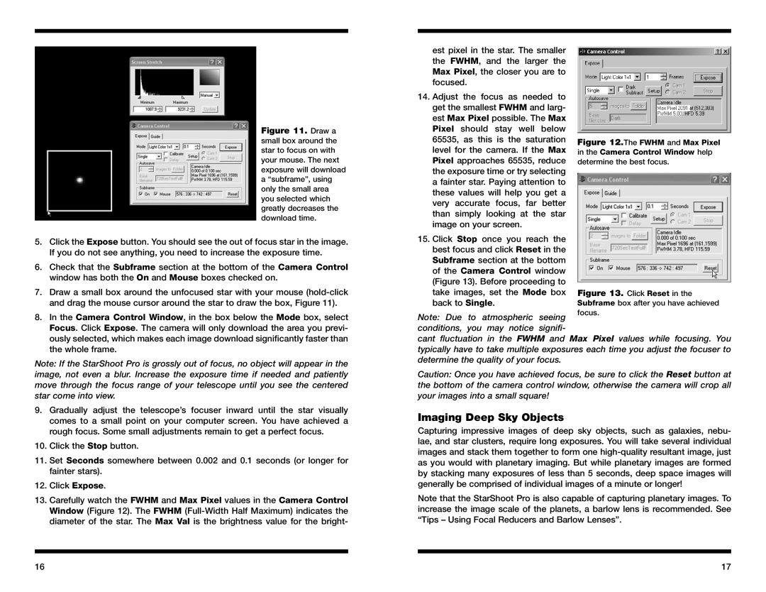 Orion 52085 instruction manual Imaging Deep Sky Objects, Camera Control window 