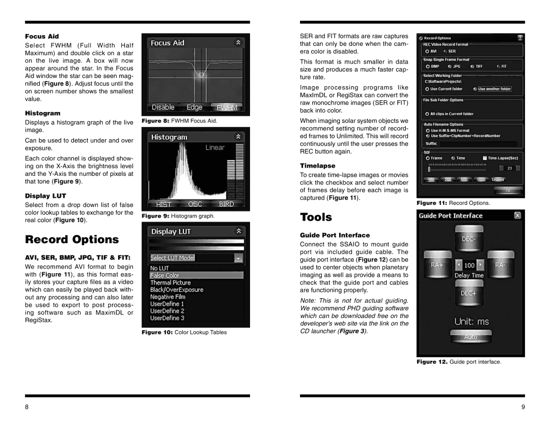 Orion #52098 instruction manual Record Options, Tools 