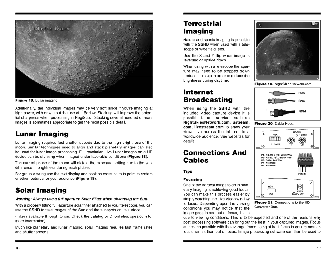 Orion #52099 Terrestrial Imaging, Lunar Imaging, Internet Broadcasting Connections And Cables, Solar Imaging 