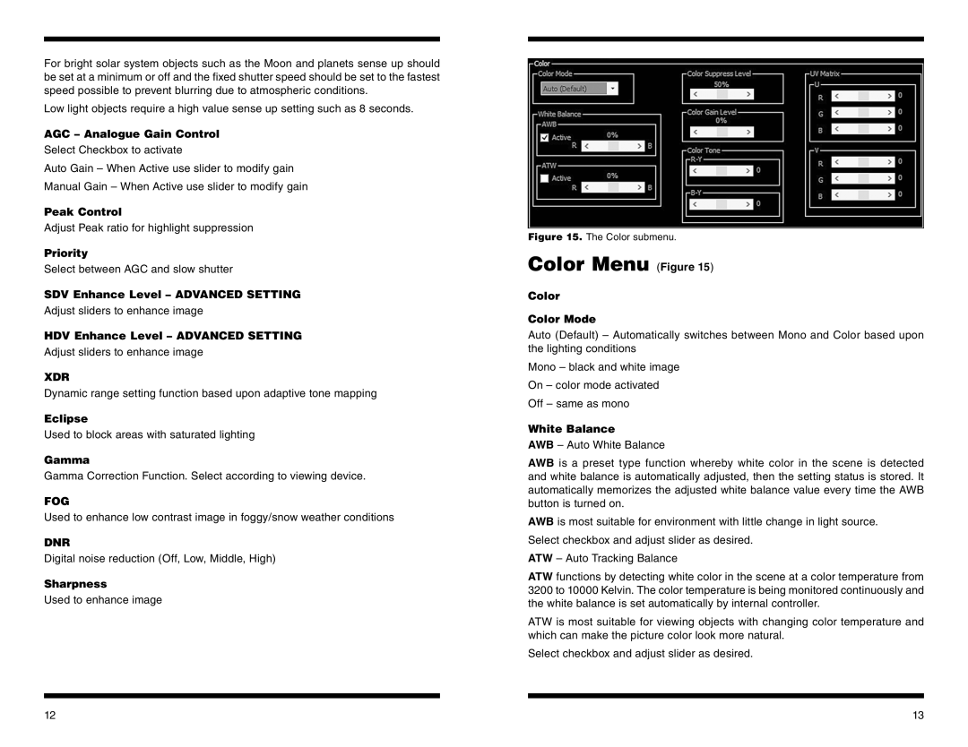 Orion #52099 instruction manual Color Menu Figure 