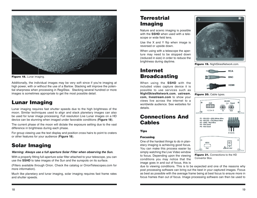 Orion #52099 Terrestrial Imaging, Lunar Imaging, Internet Broadcasting, Connections And Cables, Solar Imaging 