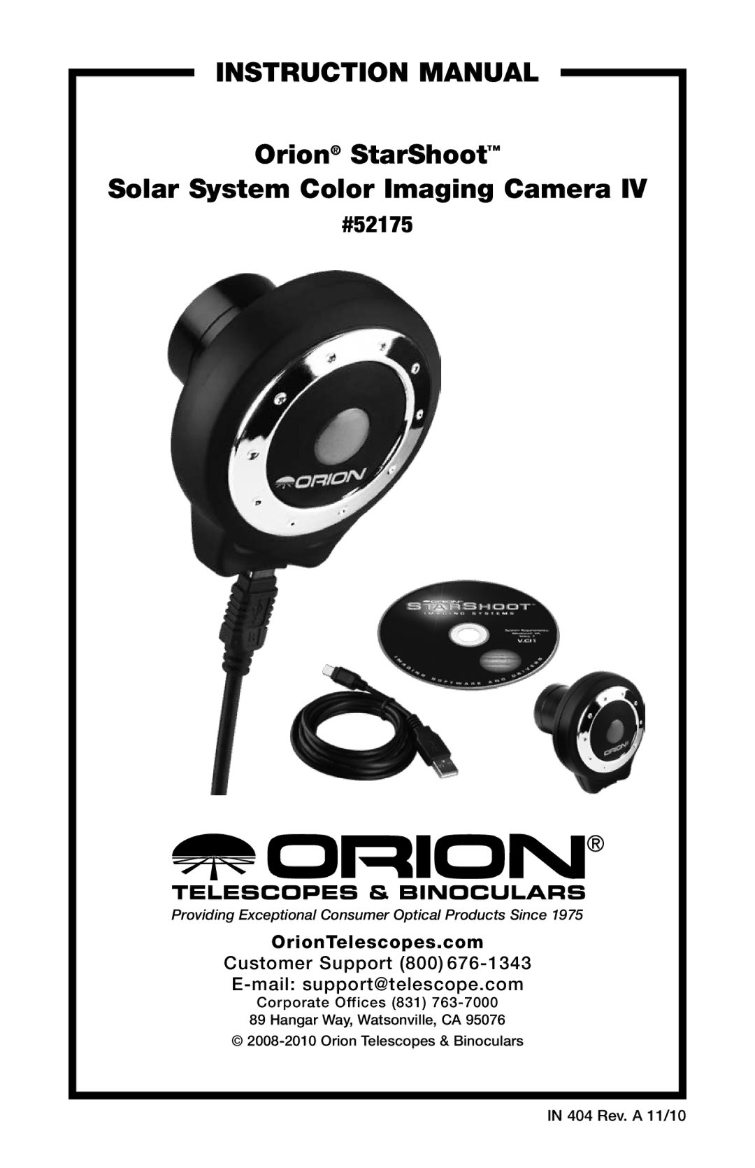 Orion instruction manual Orion StarShoot Solar System Color Imaging Camera, #52175 