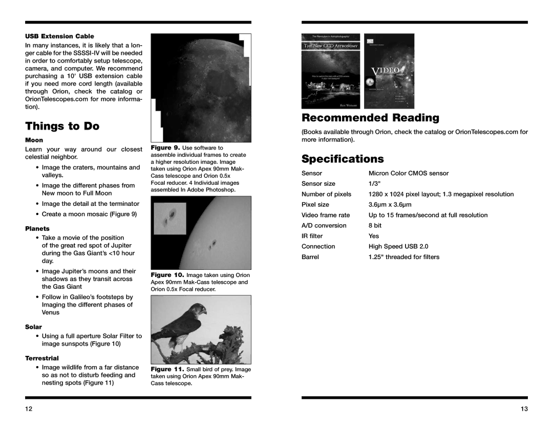 Orion 52175 instruction manual Things to Do, Recommended Reading Specifications 