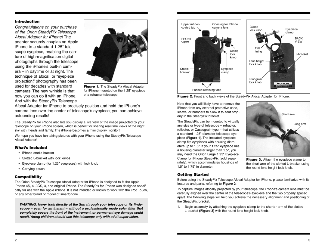 Orion 5303 instruction manual What’s Included, Compatibility, Getting Started 