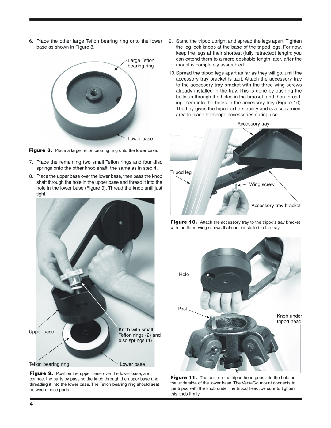 Orion #5682 instruction manual Large Teflon bearing ring Lower base 