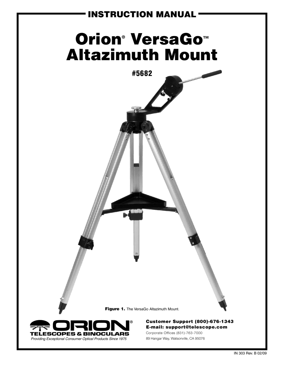 Orion #5682 instruction manual Orion VersaGo Altazimuth Mount 