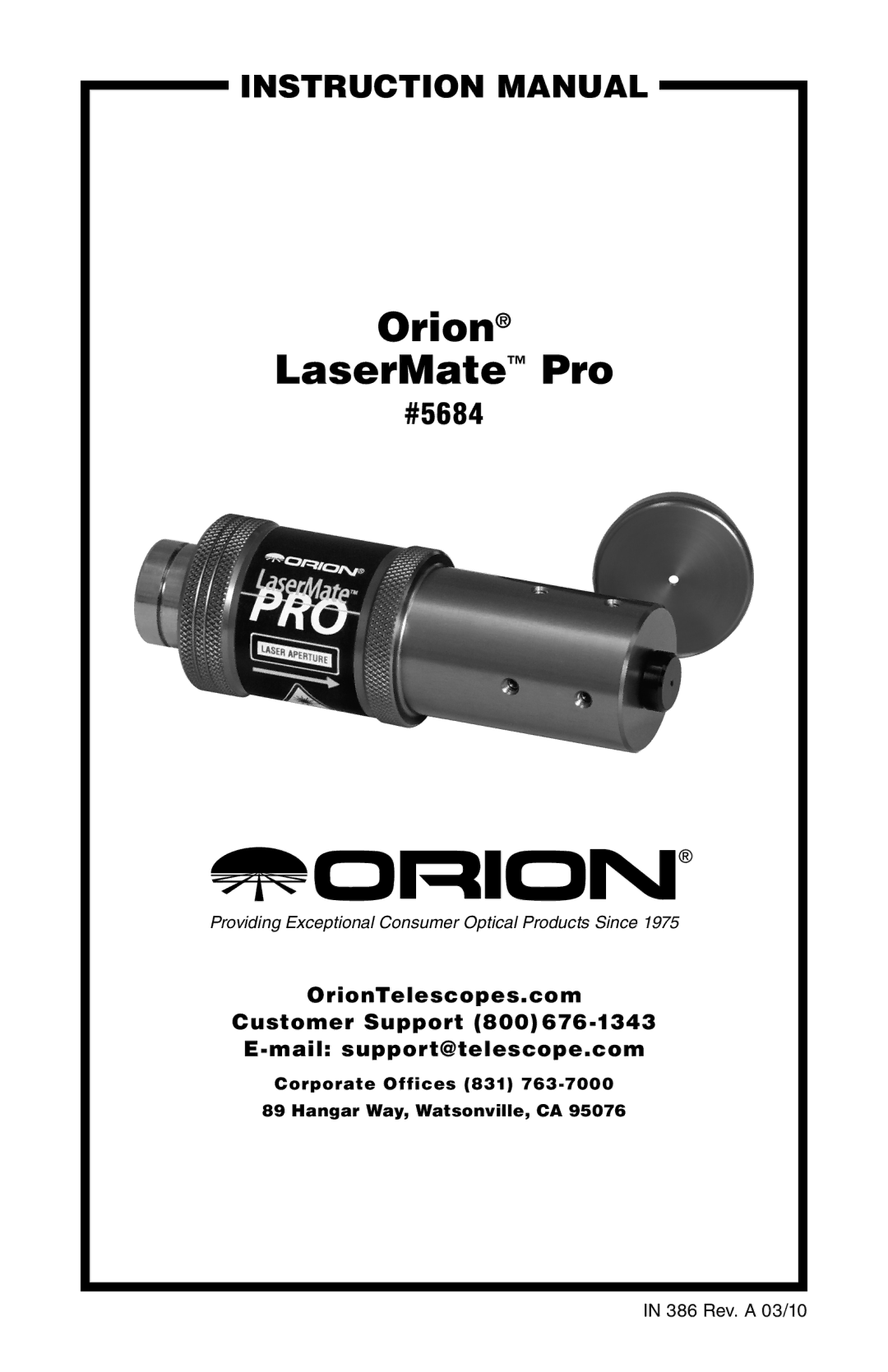 Orion 5684 instruction manual Orion LaserMate Pro 