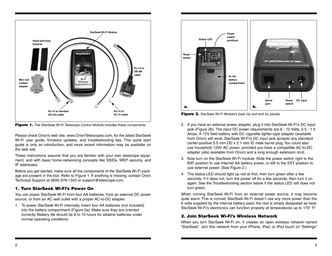 Orion 5685 instruction manual Turn StarSeek Wi-Fi’s Power On, Join StarSeek Wi-Fi’s Wireless Network 