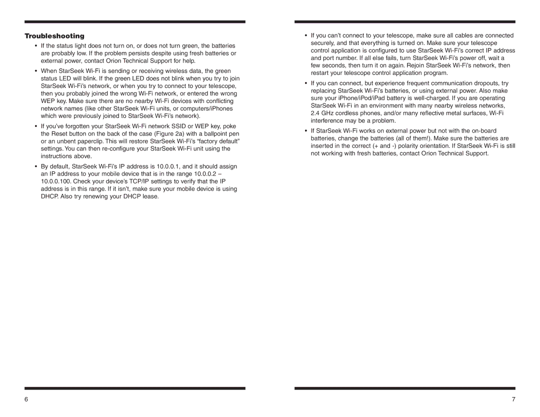 Orion 5685 instruction manual Troubleshooting 