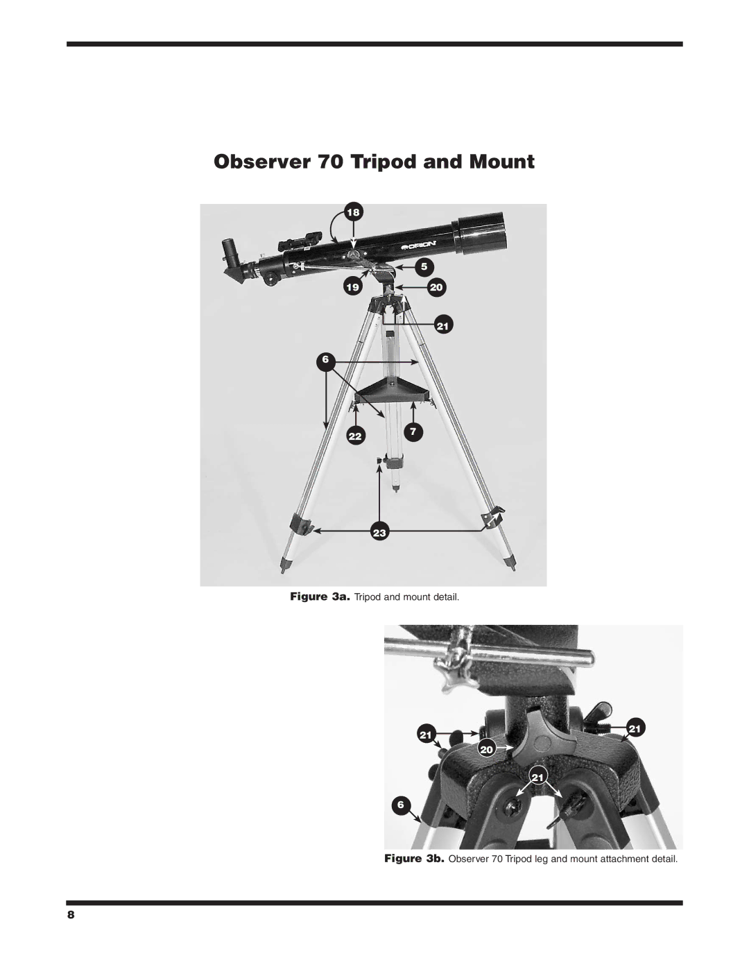 Orion 70MM AZ instruction manual Observer 70 Tripod and Mount, Tripod and mount detail 