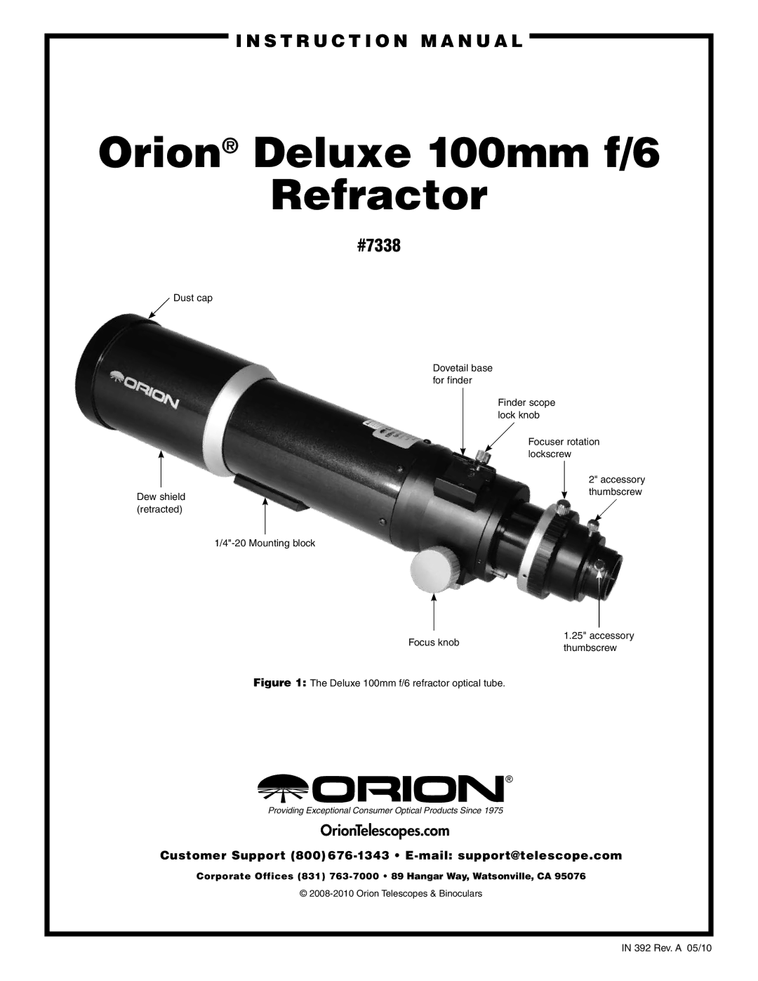 Orion instruction manual S t r u c t i o n M a n u a l, #7338 