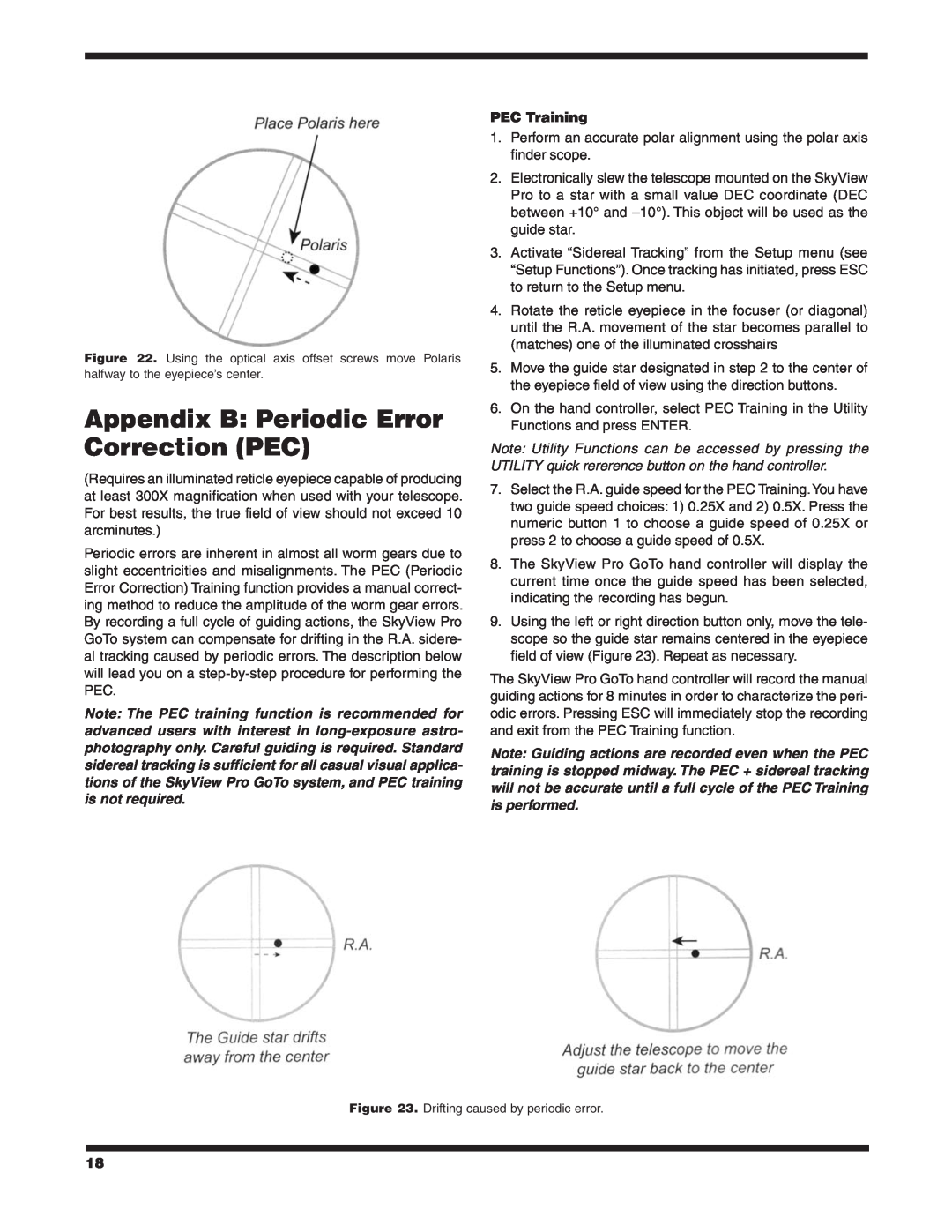 Orion 7817 instruction manual Appendix B Periodic Error Correction PEC, PEC Training 