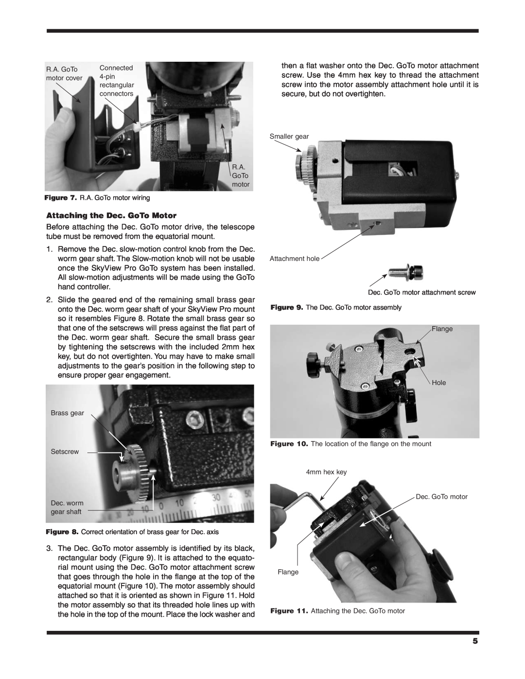 Orion 7817 instruction manual Attaching the Dec. GoTo Motor 