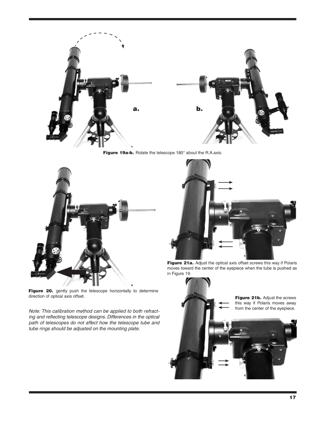 Orion 7817 instruction manual B.Rotate the telescope 180 about the R.A.axis 