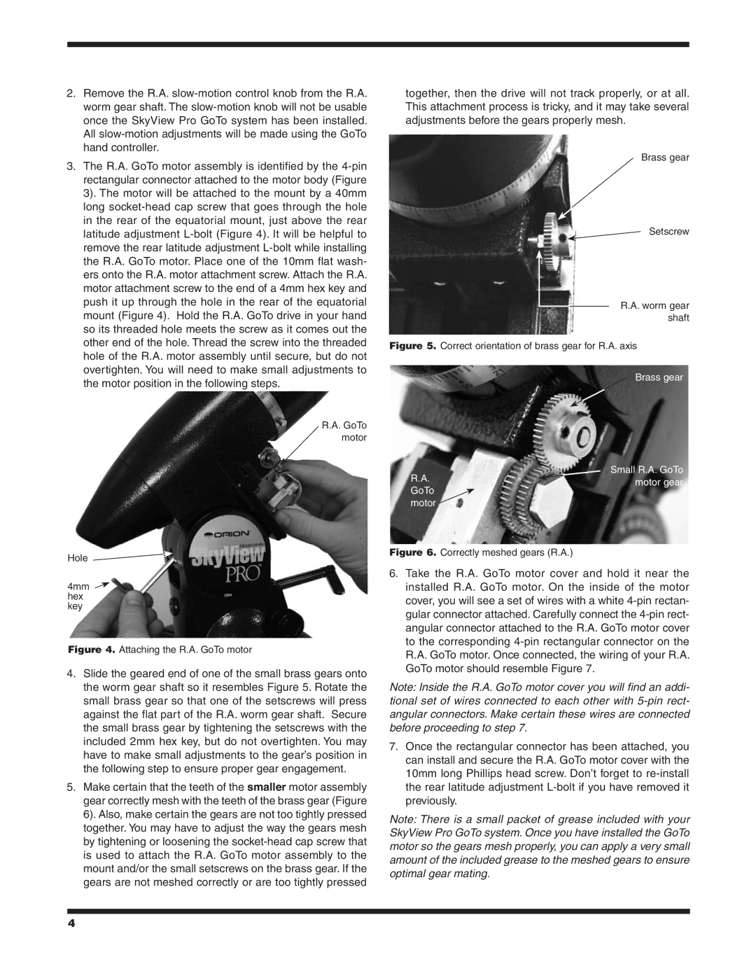 Orion 7817 instruction manual Brass gear Small R.A. GoTo Motor gear GoTo 