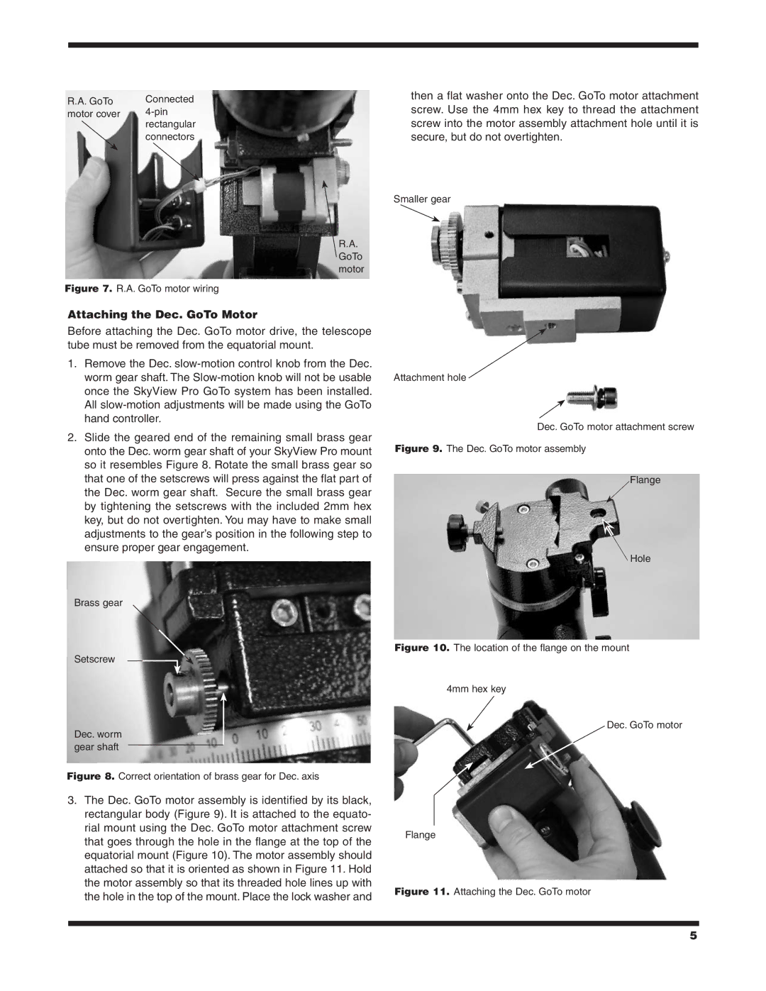 Orion 7817 instruction manual Attaching the Dec. GoTo Motor, A. GoTo motor wiring 